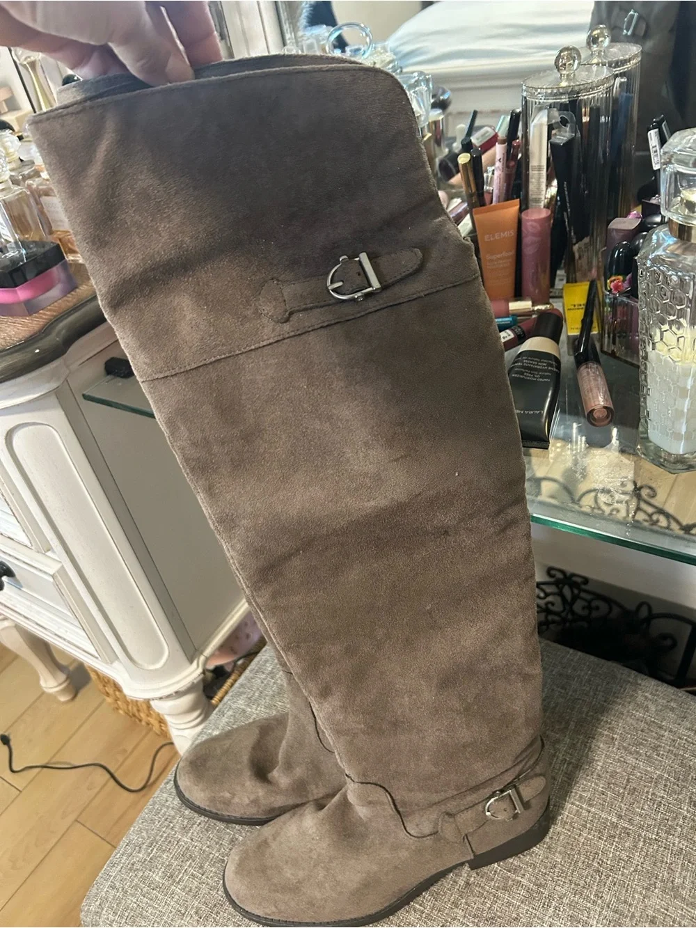 & Other Stories Taupe Over-the-Knee Suede-Look Boots